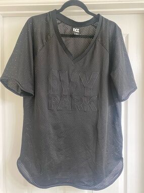 IVY PARK Black Mesh V-Neck Jersey